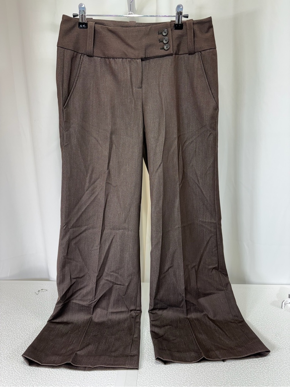 Sharagano Chocolate Brown Bootcut Dress Pants with Triple Button Waist 3952